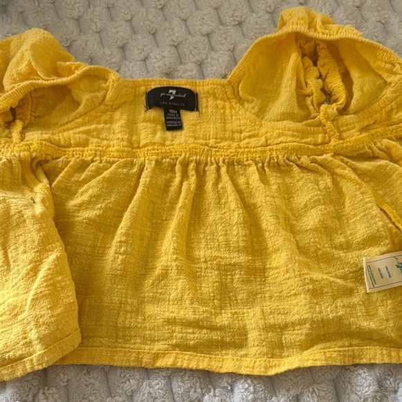 Yellow Ruffled Top and Denim Shorts Set - Picture 6 of 7
